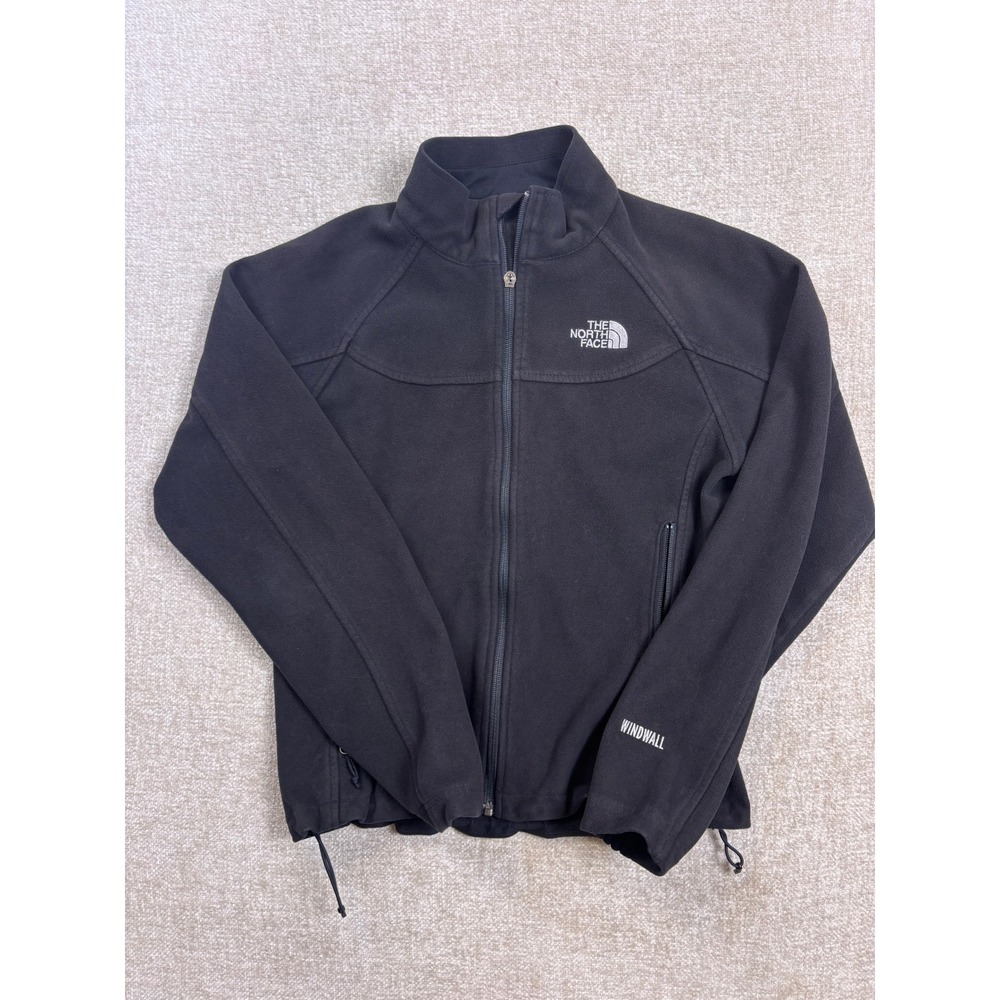 The North Face Windwall Fleece Jacket Womens Medium Black Full Zip Mock Neck